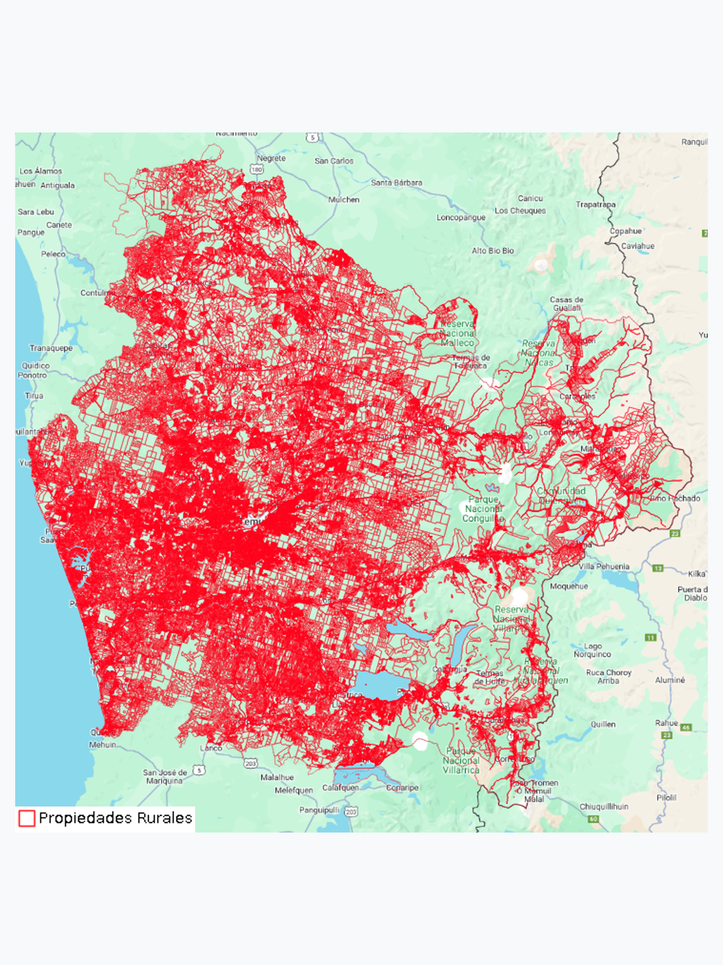 Catastro Gráfico de la Propiedad Rural 1:10.000, Región de la Araucanía, año 2023